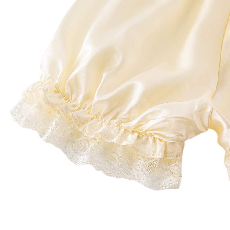 Ready Stock Lace Trim Three-Quarter Lantern Pumpkin Short-Sleeve Manufacturer Anti-Exposure Leggings That Can Be Worn Outside Safely