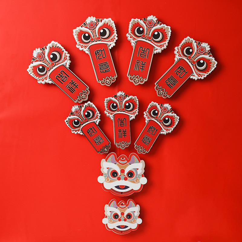 Picture of 2025 New Year Flower Material Lion Hanging Card Bronzing Red Festive Flower Shop Flower Packaging Materials Wholesale