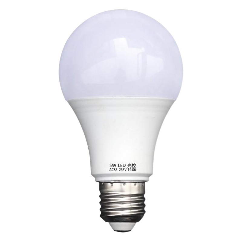 Led pure light control bulb courtyard street light 110V plastic aluminum induction bulb dusk dawn bulb factory wholesale