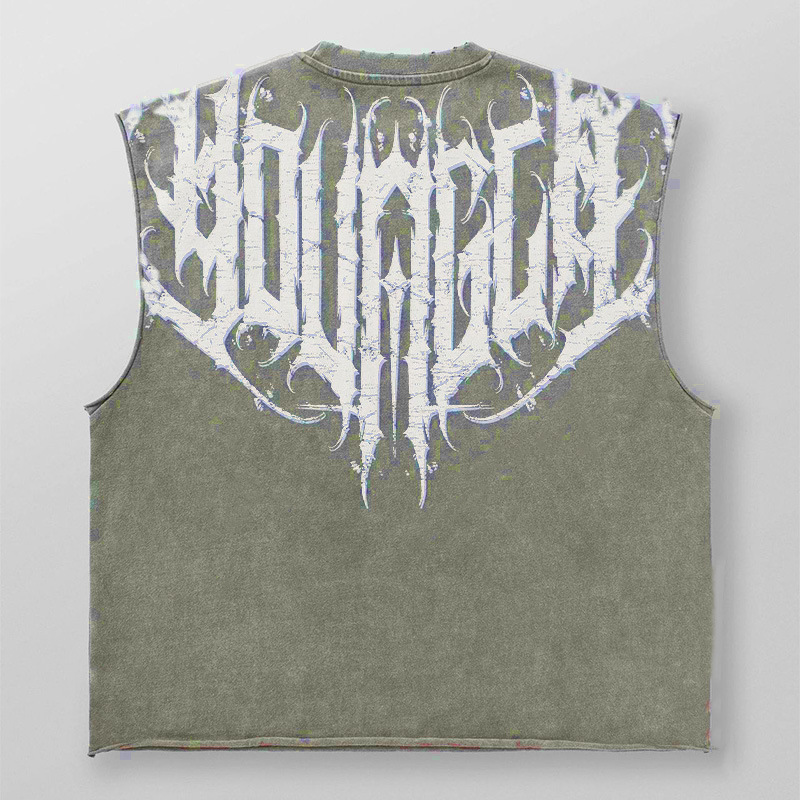 Picture of Summer American Style Trendy Brand YOUNG Letter Vest Men's Wide Shoulder plus size Fashion Sports Fitness Running Casual T-Shirt