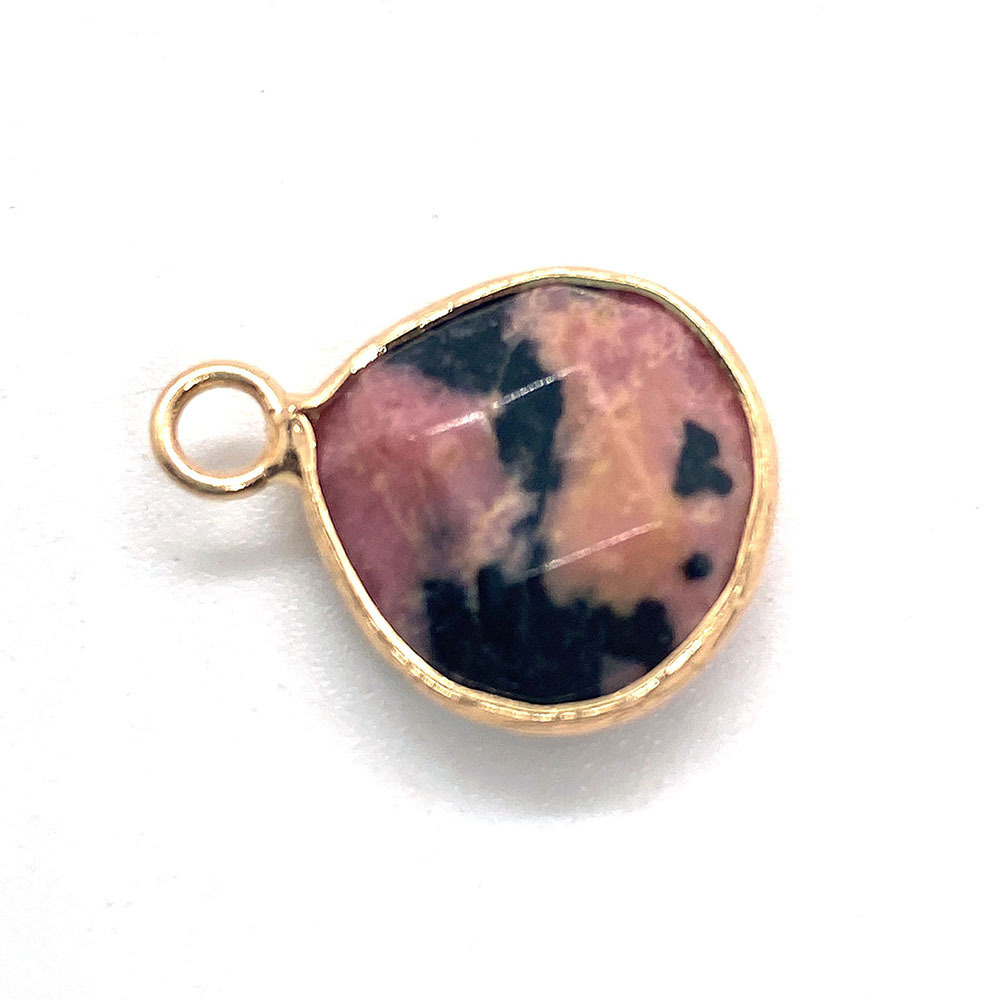 Picture of Natural stone facet pendant 14x 18mm green black single hole drop pendant DIY jewelry accessories wholesale