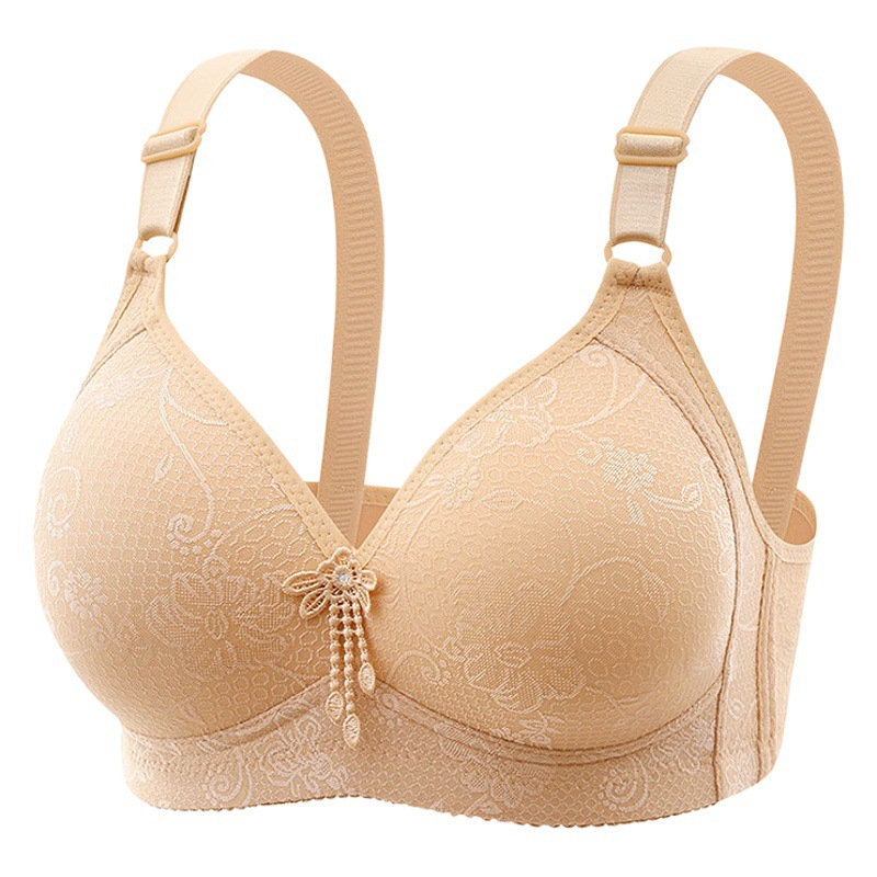 New plus size Thin Women's Underwear Mother Non-magnetic Rings Gather-up Anti-sagging High-end Bra Chubby Summer