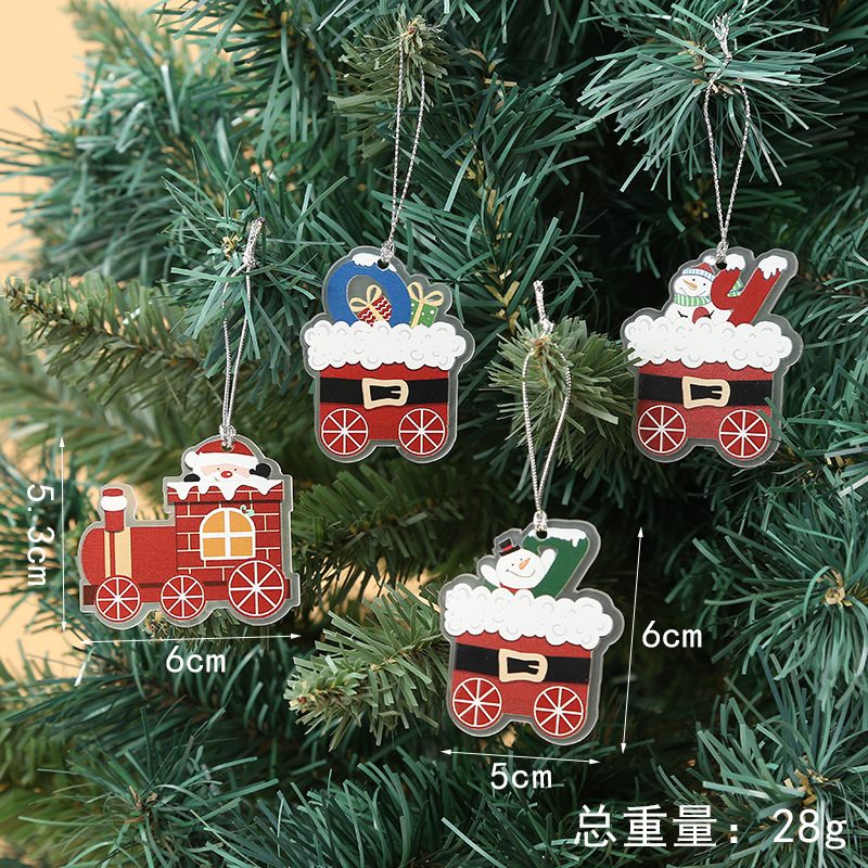 Picture of Strict selection of Christmas decorations Christmas wooden train children's kindergarten Christmas gift window ornaments