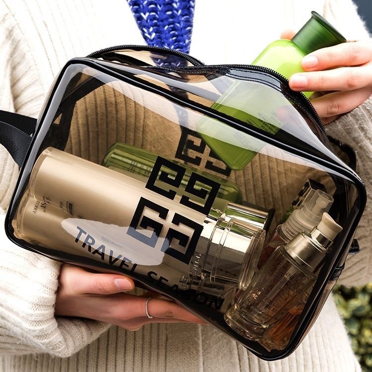 2023 New thick PVC cosmetic bag waterproof transparent large capacity portable wash bag travel bag ins Net red envelope