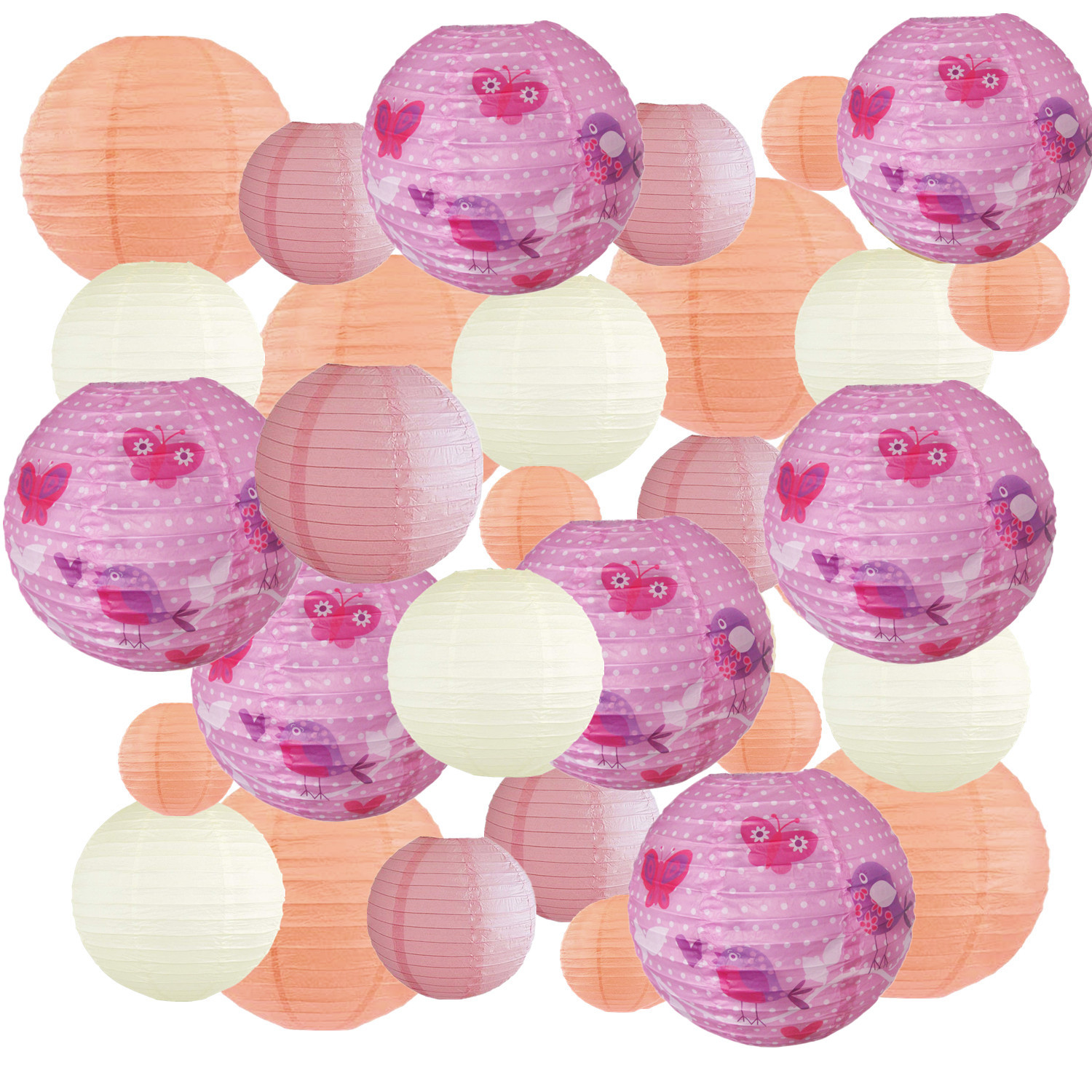 Picture of Spring, Summer, Autumn and Winter Colorfulful Paper Lanterns Round Foldableable Paper Art Combination Set Hanging Lanterns