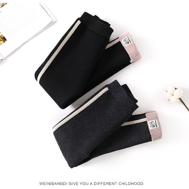 Picture of Girls' Winter New fleece-lined Thickened Leggings Baby Girls' One-piece Velvet Warm Outer Wear Pants Children Trendy Trousers