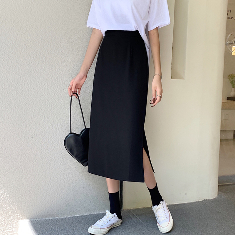 Korean Style Skirt Women's 2023 Summer New A- line Mid-length Skirt Long Skirt High Waist Small Skirt Summer Student Overskirt