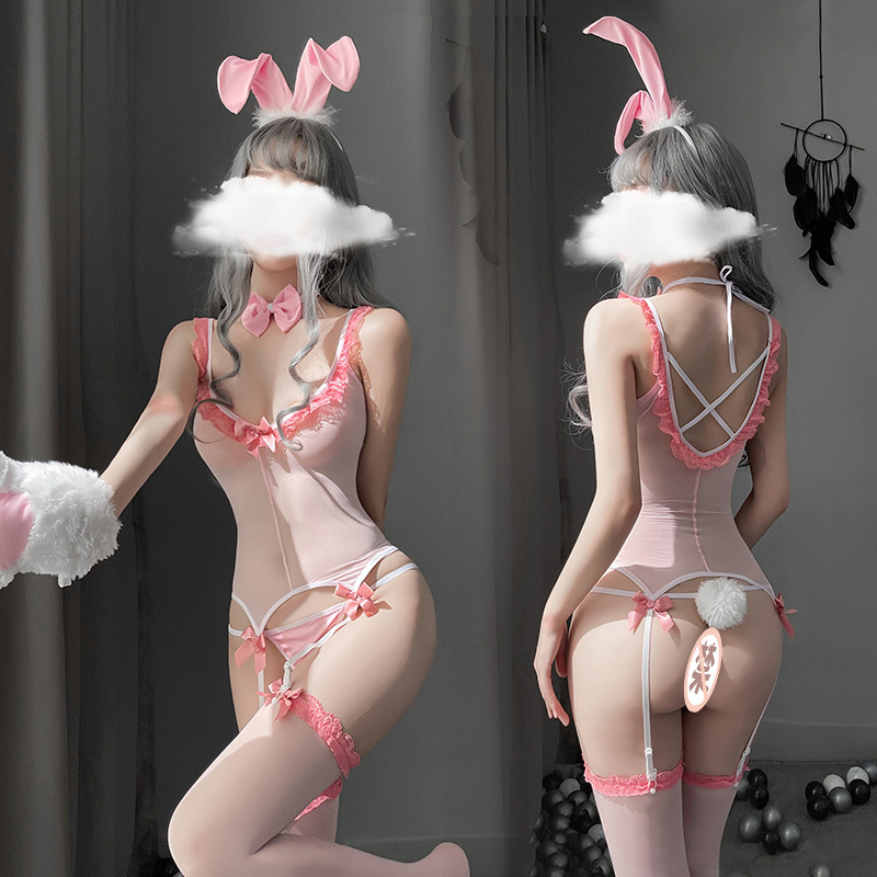 Sexy Underwear Women Sexy Bunny Uniform Temptation Transparent Silk Stockings Set Role Playing Wholesale 3708