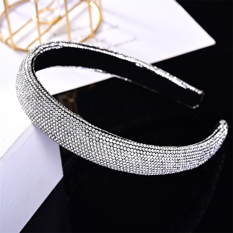Picture of New cross-border European and American full diamond headband rhinestone sponge with net red trendy hair accessories women's hair band hair accessories