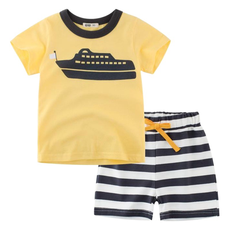 2025 Kidsren's Clothing Summer New Kidsren's Suits Spring and Summer Kidsren's Clothes Boys Clothing Baby Two-Piece Set Ins