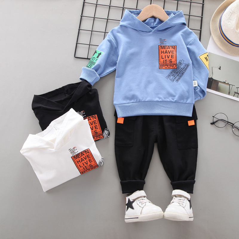 Picture of Boys' Spring and Autumn new children's sports leisure loose hoodie long-sleeved sweater children's clothing two-piece set Wholesale