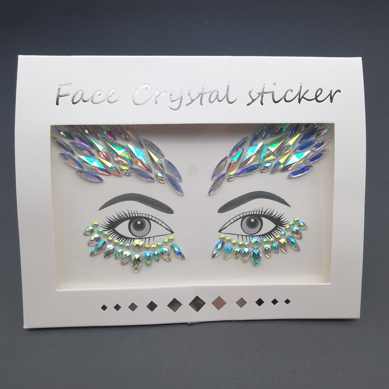 Picture of Internet Celebrity DIY Face Stickers, Eyebrow Stickers, Acrylic Accessories, Colorfulful Forehead Decoration, Masquerade Face Rhinestone Stickers