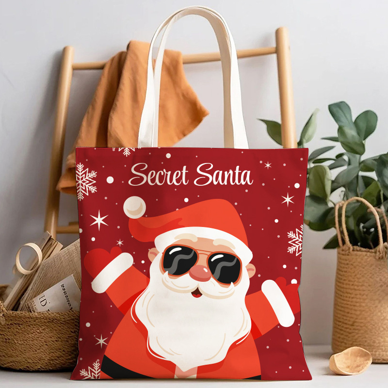 in stock Christmas Canvas Bag Portable Shopping Bag Pattern Advertising Cotton Bag Enterprise Canvas Bag Printing Logo