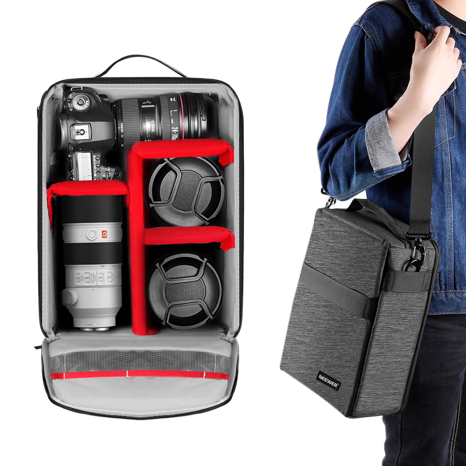 NEEWER/newer Shoulder Camera Bag Photography Bag Slr Mirrorless Camera Lens Portable Storage Backpack