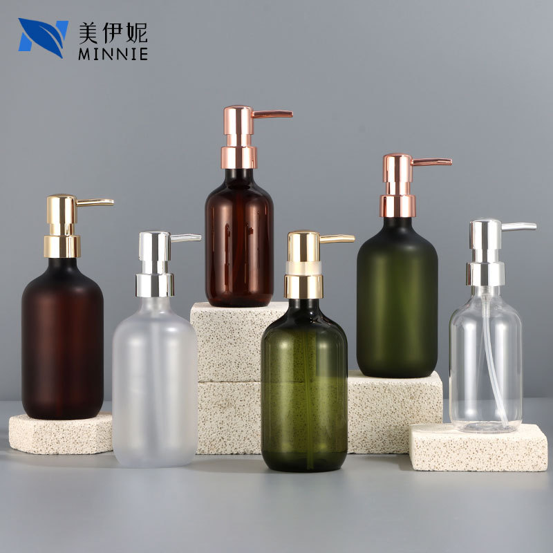 Spot 500ml Push-Type Lotion Bottle Shampoo Bottle Shower Gel Bottle Cosmetics Sub-Bottle Frosted Pet Electroplating