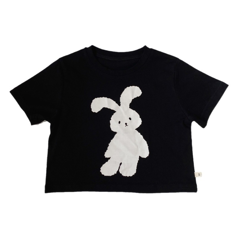 GL-kids Korean Style Summer New Children's Cartoon Printed Short-sleeved T-shirt for Boys and Girls Casual All-match Rabbit T Trendy