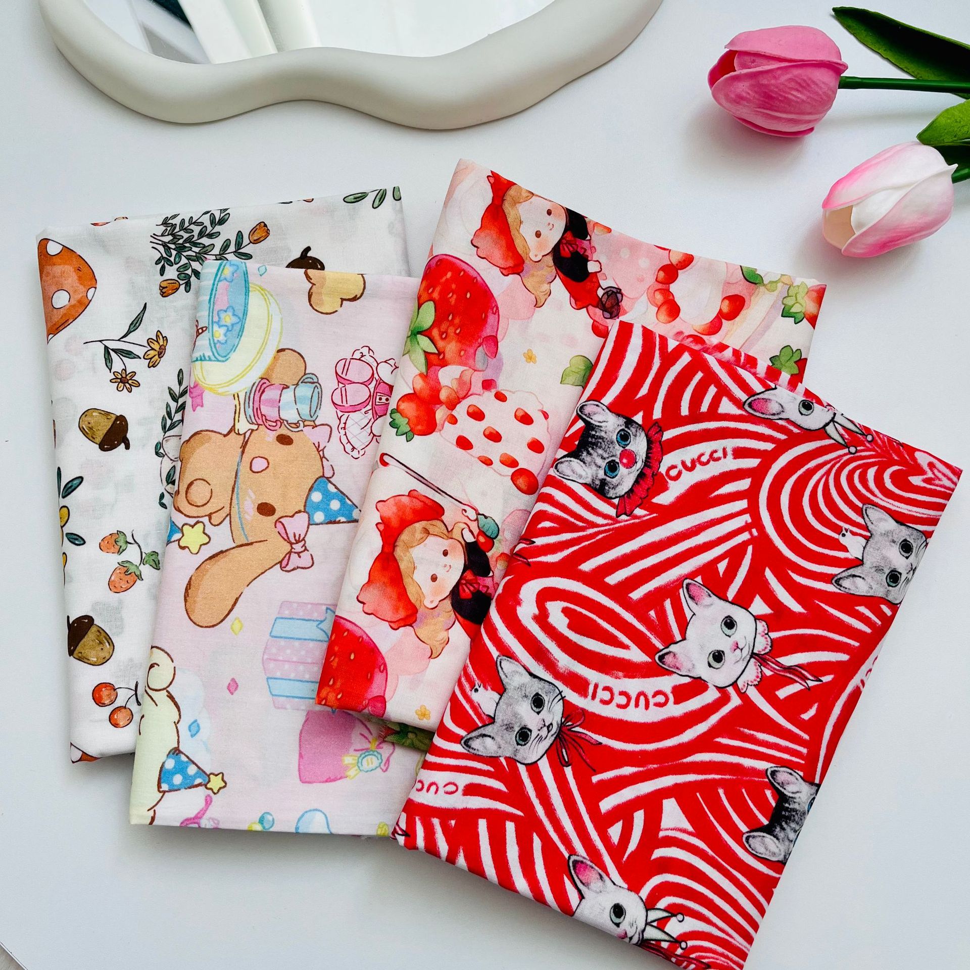 Cotton 60-Count Digital Printed Fabric, Cute Cartoon Pattern, Bags, Home Clothes, Dress and Shirt Fabrics