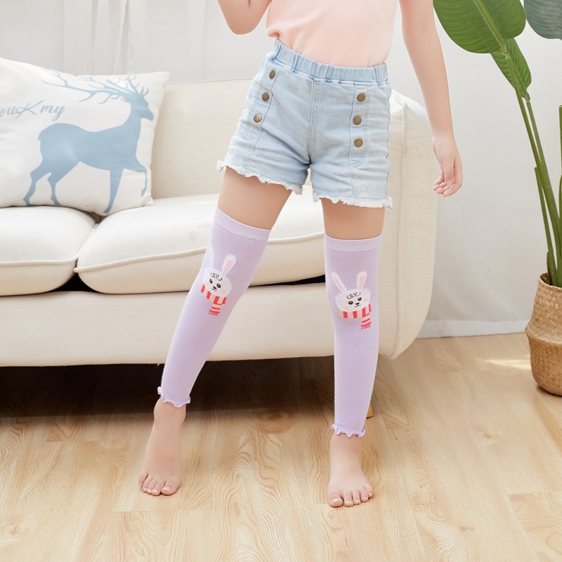 Spring and summer new children's sports riding socks knee-pads air-conditioning room warm summer anti-mosquito thin cartoon rabbit