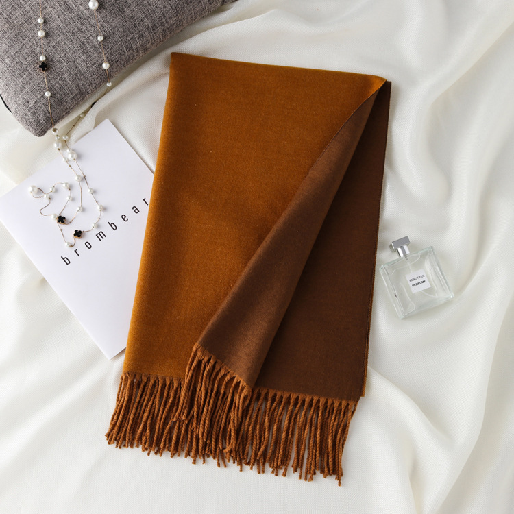 Picture of Korean export autumn and winter new high quality cashmere scarf women's long double-sided color matching shawl warm scarf women