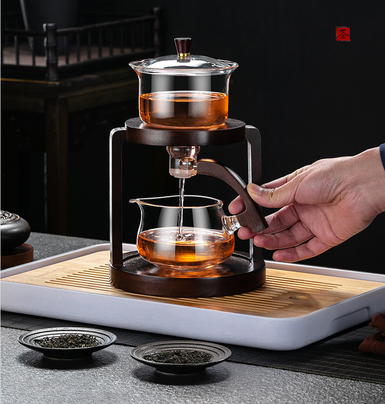 Chinese Style Lazy Man Kung Fu Tea Set Combination Set Household Automatic Induction Tea Brewing Artifact Glass Teapot Tea Cup High-end