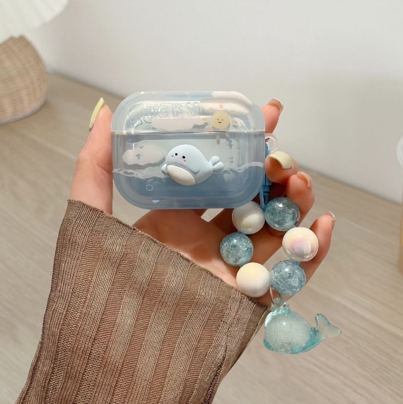Picture of Gradient blue koi goldfish for airpods4 generation soft shell protective case wireless bluetooth Pro2 cartoon shell