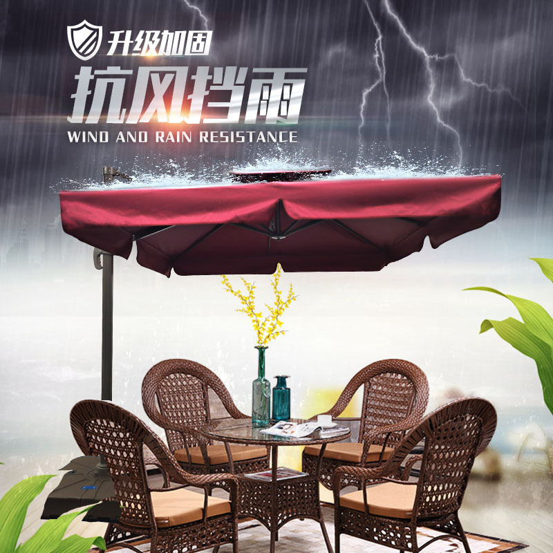 Wind and Rainproof Luxury Double-Top Parasol Outdoor Large Umbrella Beach Pool Side Terrace Rooftop Roman Umbrella