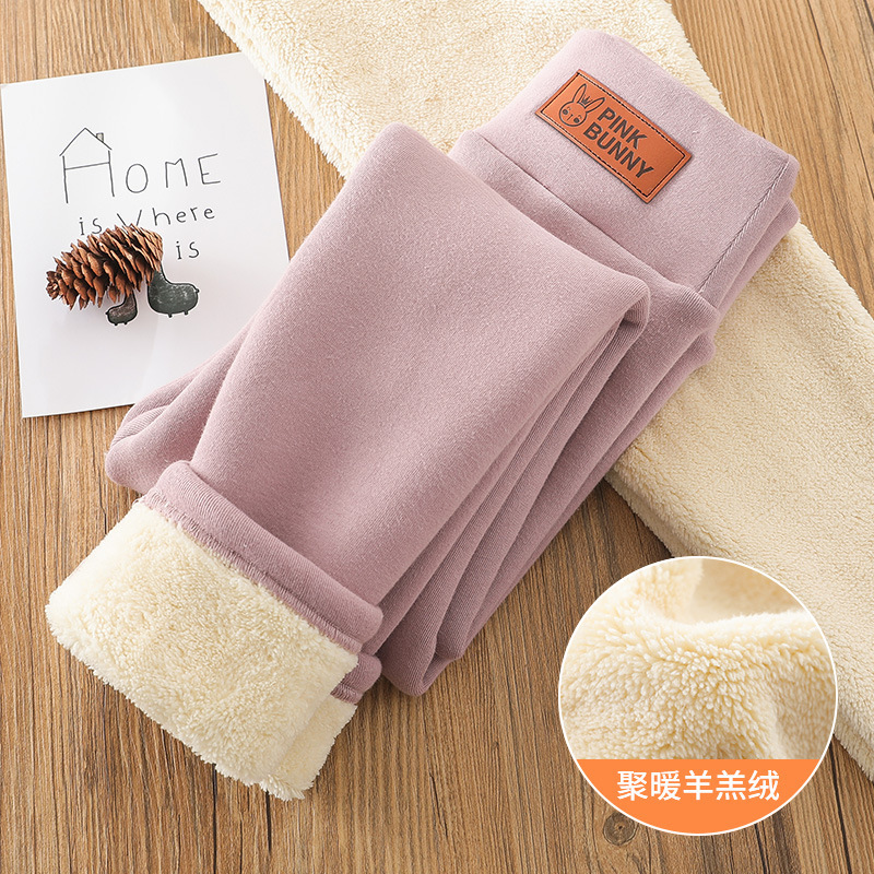 Picture of Girls' Pants Winter Lamb Velvet Baby Girls' Lined Thickened Children's Leggings One-piece Velvet Warm Cotton Pants for Outer Wear