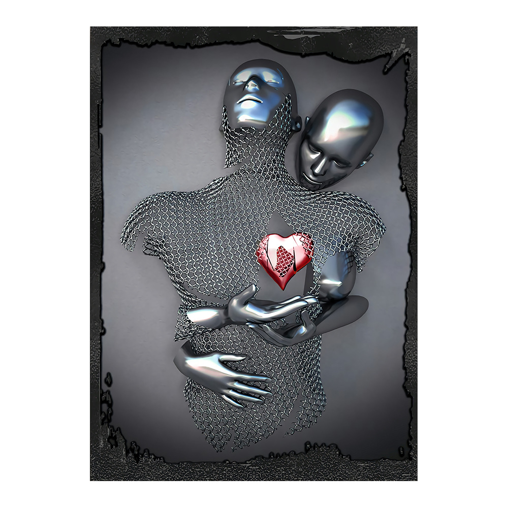 Picture of Scandinavian Home Decoration Canvas Painting Metal Character Statue Poster Hanging Painting Wall Frameless Painting Core Creative Metal