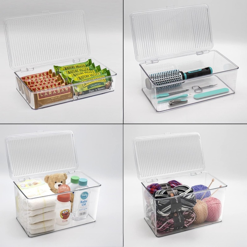 Storage box with lid storage box transparent acrylic kitchen cosmetics sundries station snacks toys clothes books