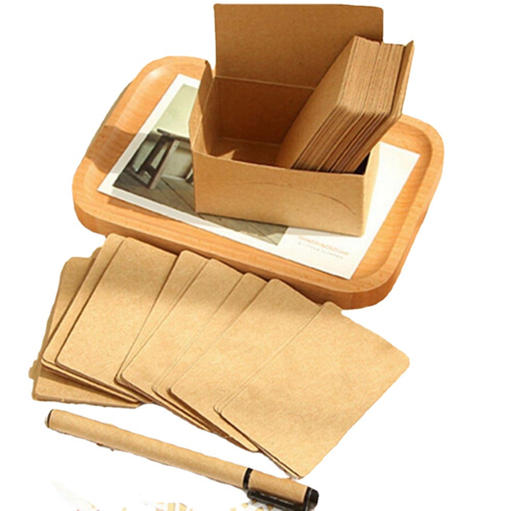Picture of 100 sheets/box Kraft paper blank rounded corner boxed diy graffiti postcard word card message card DIY card