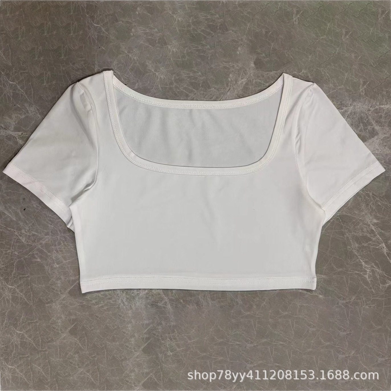 Picture of European and American 2024 Amazon Women's Clothing Cut-Off Sports and Leisure Knitted High-Elastic Long-Sleeved T-Shirt Tops Slim and Slim