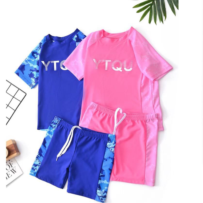 Children's two-piece swimsuit boys' baby swimming trunks suit girls' middle and big children swimming equipment boys' training swimsuit