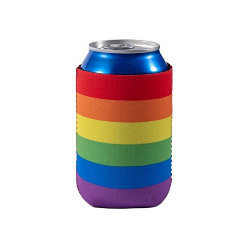 Picture of Cross-Border Hot-Selling Diving Material Rainbow Cola Sleeve 12oz Foldable Can Beer Cooler Sleeve