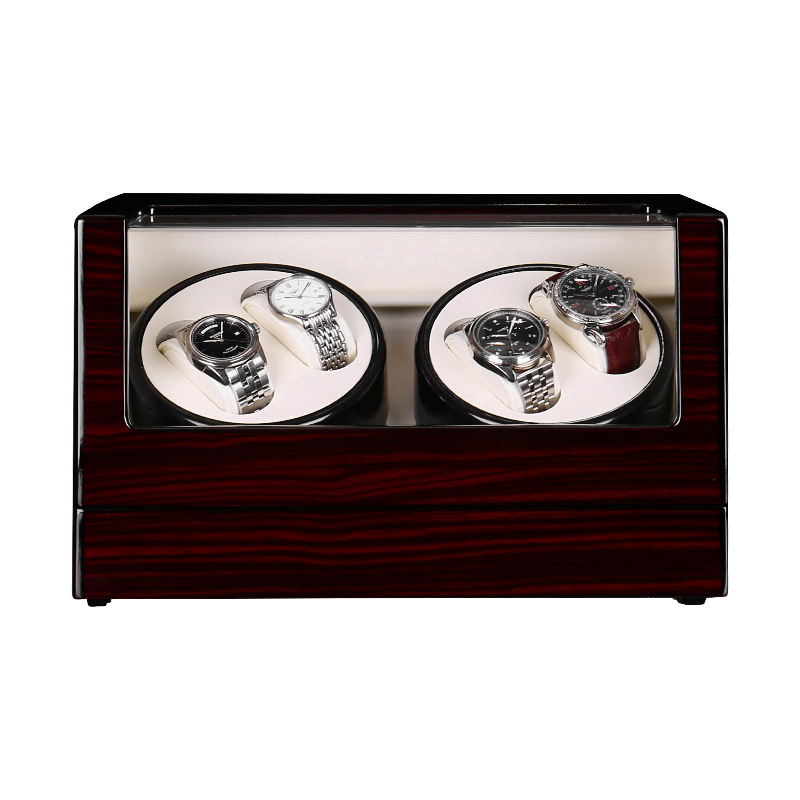 Electric motor box black paint double PU display box wooden paint shaker automatic winding rotating watch box