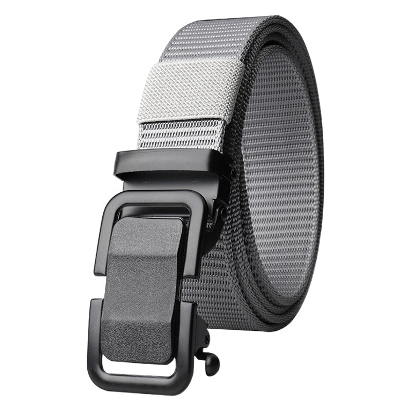 Cross-border Metal Buckle Nylon Canvas Belt Belt Men's Men's Trouser Belt Toothless Automatic Buckle genuine goods Belt