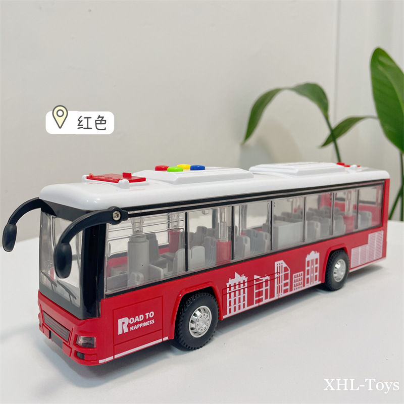 Picture of Children's Inertia Bus Light Sound Can Tell Stories Double-Decker Bus Bus Travel Creative Bus Toy