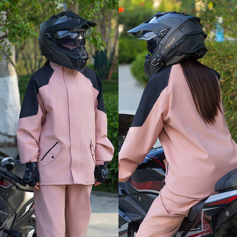 Picture of Wholesale Oxford Cloth Raincoat Split Adult Labor Protection Outdoor Riding Reflective Split Raincoat Rain Pants Set