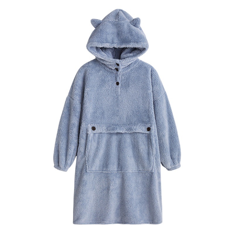 Cross-border pajamas women's autumn and winter coral fleece nightgown padded home clothes pullover couples home clothes can be a generation of hair