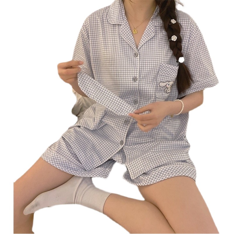 Cross-border Pajamas Women's Summer Korean-style Cartoon Short-sleeved Shorts Internet Popular ins-style Sweet Student Home Clothes Two-piece Set