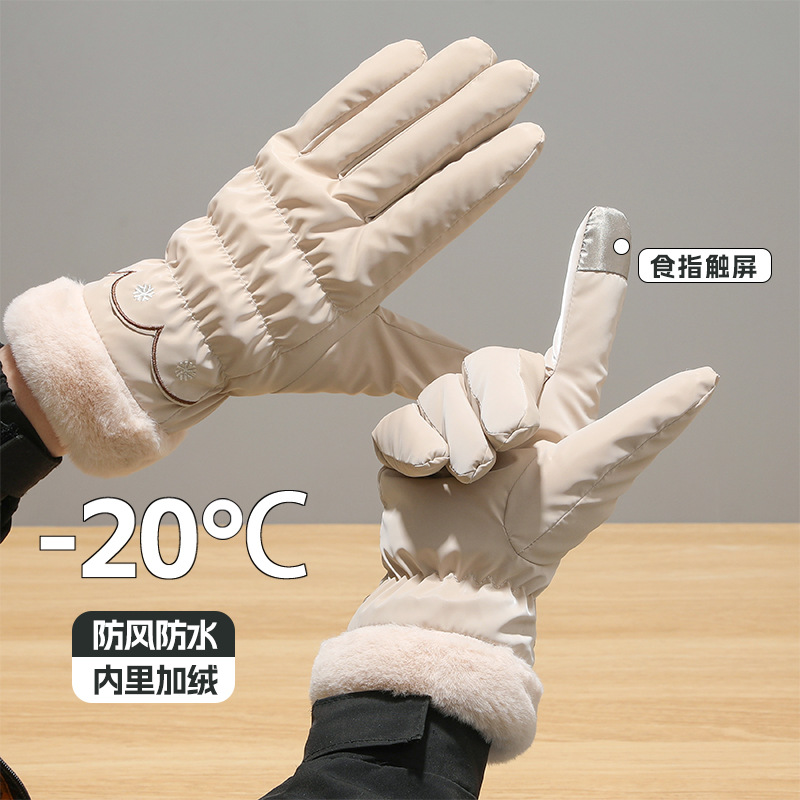 New fashion autumn and winter warm gloves ladies velvet padded winter outdoor riding sports windproof touch screen