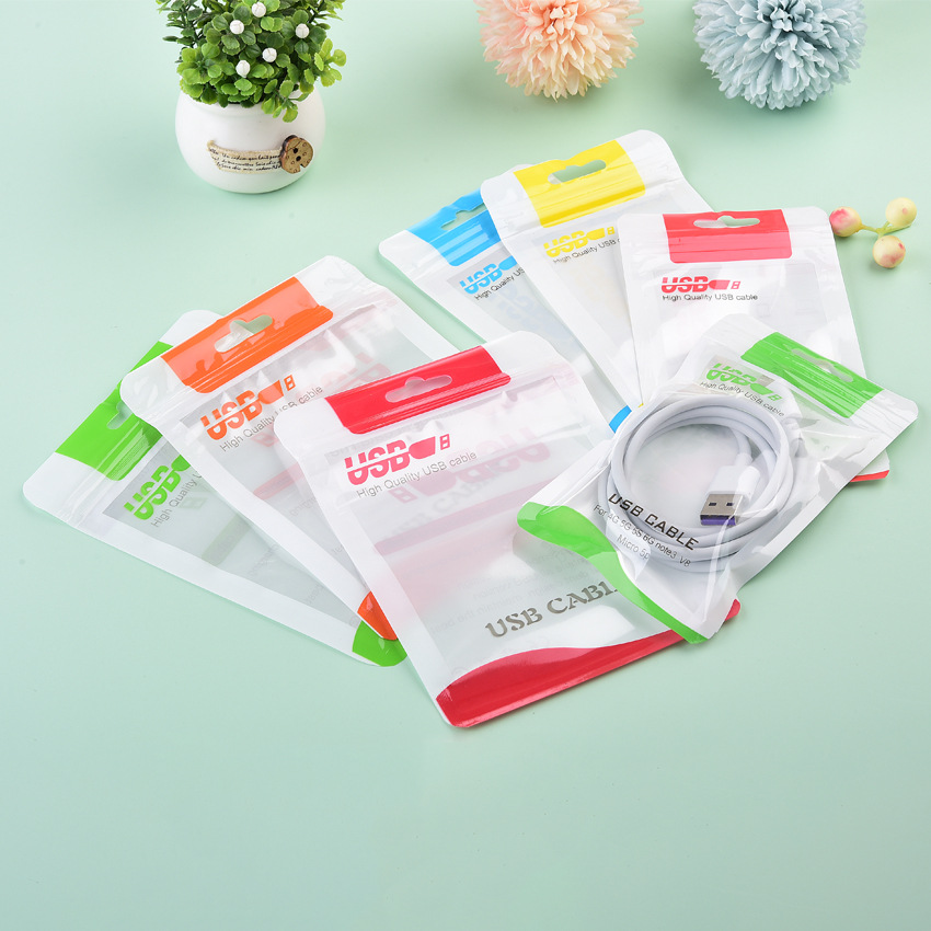 Picture of USB Cable Translucent Ziplock Bag Sealed Zipper Bag 1.2m Data Cable Packaging Bag Storage Sealed Moisture-Proof