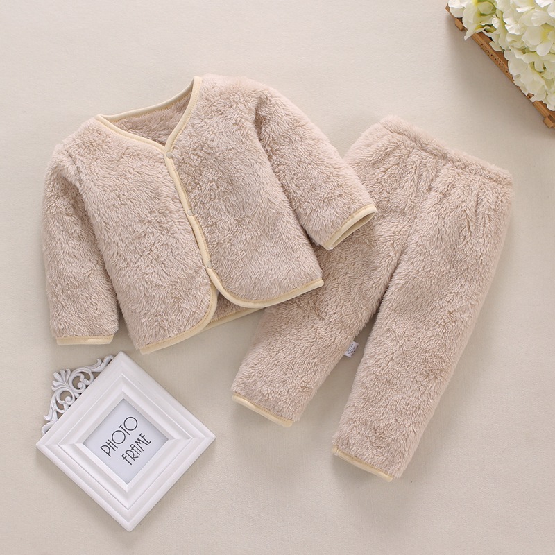 Picture of Baby suit Autumn and Winter Newborn Clothes Boys and Girls Baby Thermal Underwear suit Flannel Cardigan Two-piece Set