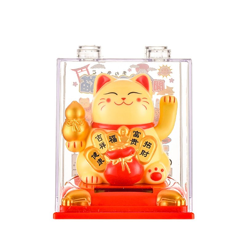 Picture of New lucky cat decoration wholesale solar automatic hand-shaking car decoration cake decoration creative gift cross-border