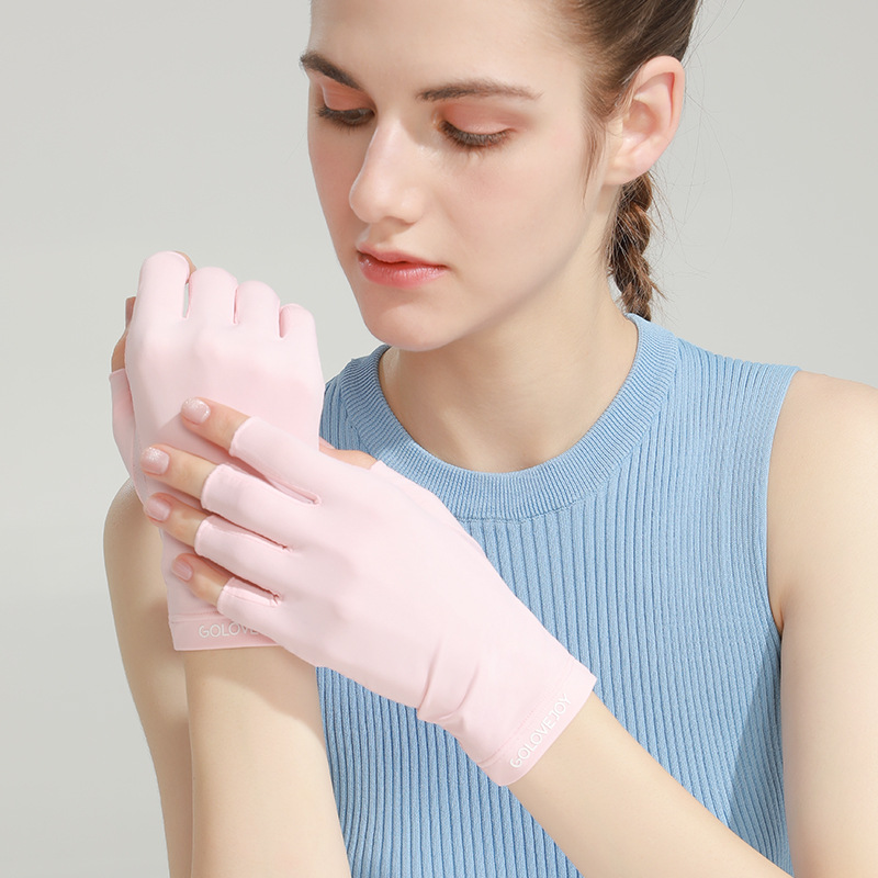 Picture of Gloves Half-finger Summer Anti-ultraviolet Nail Art Women's Outdoor Riding Ice Silk Driving Gloves Thin Ice Cool Breathable Plastic Dip Gloves