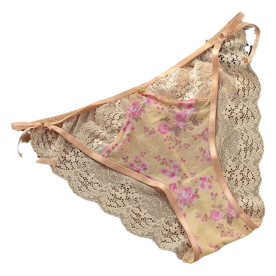 HN plus size 100.00kg mm breathable quick-drying sexy not hollow lace mesh cotton crotch briefs a generation of hair