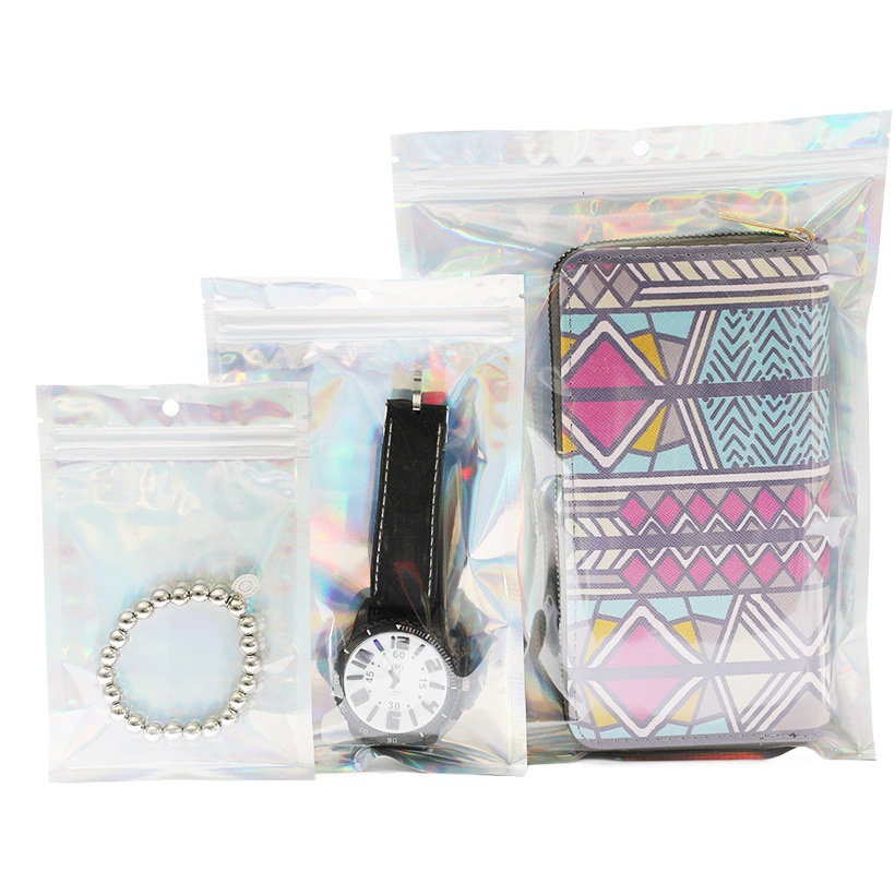 Laser Ziplock Bag Pvc Self-Sealing Bone Bag Pearlescent Film Seal Bag Pe Bone Stand-Up Bag Yin and Yang Bone Colorful Packaging Bag