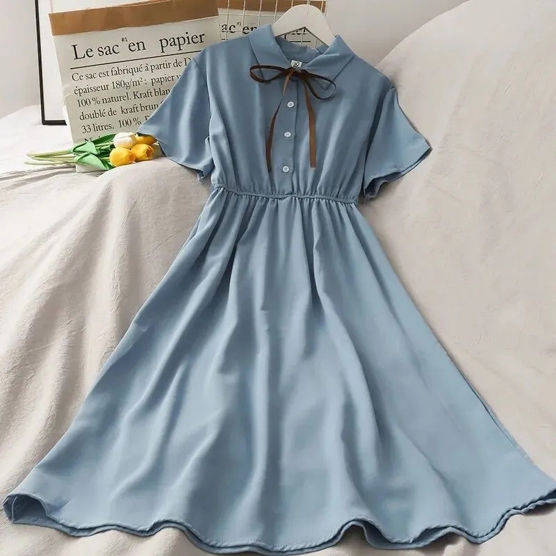 Girls Summer College Style Dress New Little Girl Children's Dress Stylish Super Fairy Dress for Primary and Secondary School Students