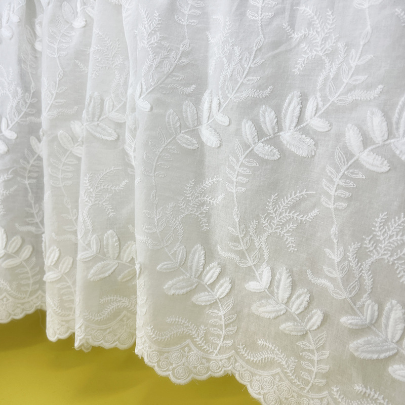 Cotton Three-dimensional Embroidery Women's Clothing Accessories Tablecloth Embroidered Fabric White Stage Wedding Curtain Table Tablecloth