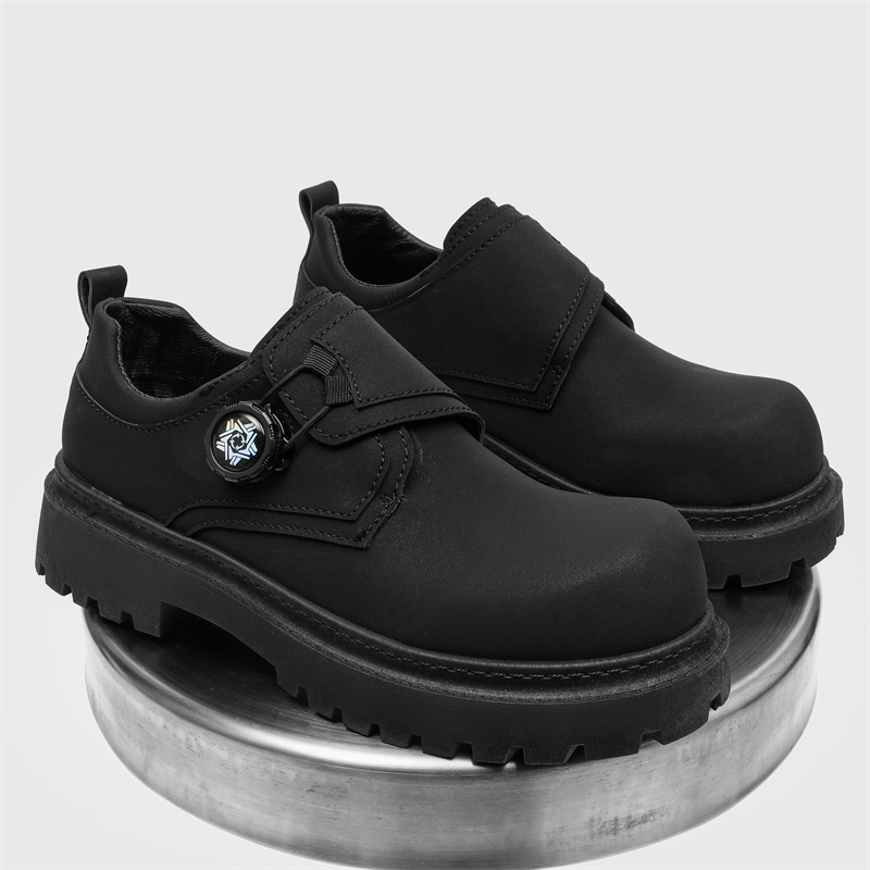 Big Head Derby Men's Winter Black Tooling British-style Casual Rotating Leather Boots Men's Non-slip High-top Small Leather Shoes