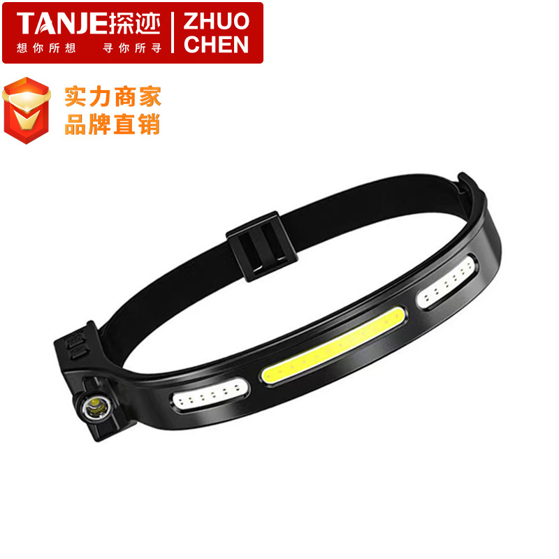 Amazon new COB strong light silicone induction headlight floodlight outdoor headlight usb rechargeable running portable led